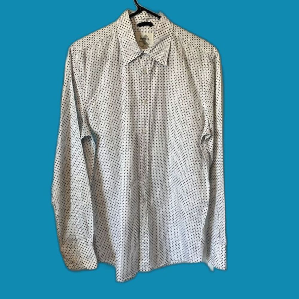 Express Small White Polka Dot Men's button Shirt 100% Cotton